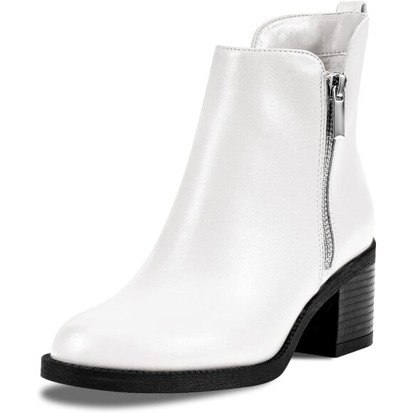 PIZZ ANNU Women's Fashion Ankle Boots Round Toe Low Chunky Block Heel Non-Slip - Picture 1 of 7